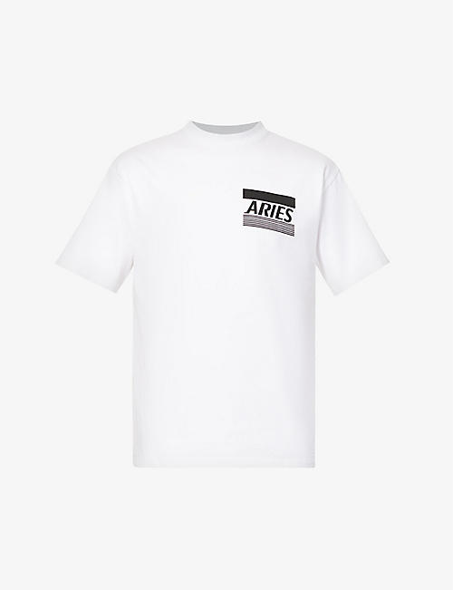 ARIES: Credit Card brand-print cotton-jersey T-shirt
