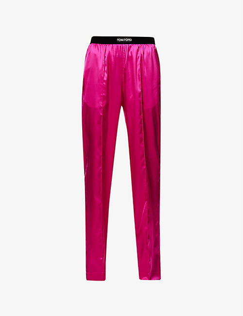 TOM FORD: Branded-waistband relaxed-fit stretch-silk trousers