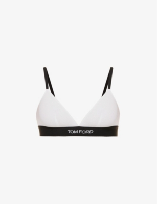 TOM FORD - Logo-patch V-neck stretch-jersey bra 