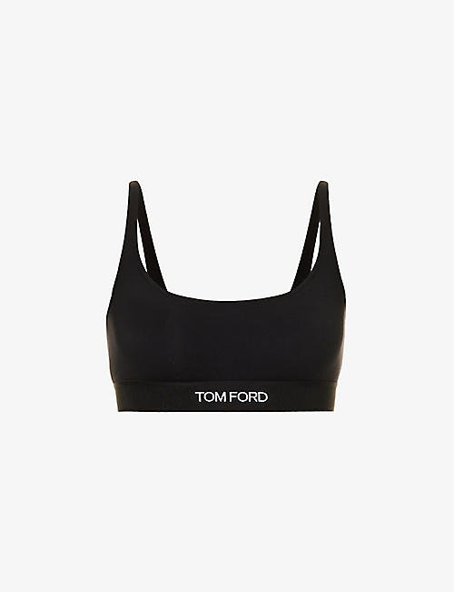 TOM FORD: Logo-patch scoop-neck stretch-jersey bra