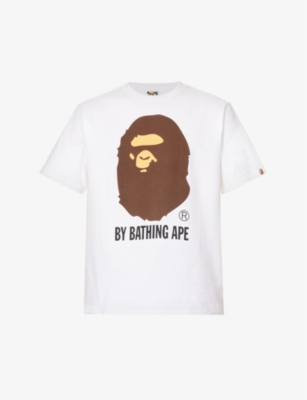 A Bathing Ape Mens White Camouflage-print Brand-patch Cotton-jersey T-shirt