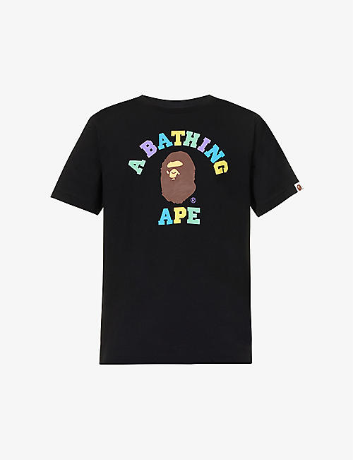 A BATHING APE: College logo-print brand-patch cotton-jersey T-shirt