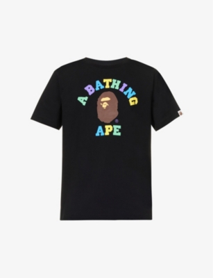 Bape Multi Color Letters College Tee Black