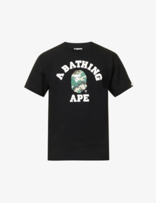 A Bathing Ape Mens Black Woodland Camo Graphic-print Cotton-jersey T-shirt