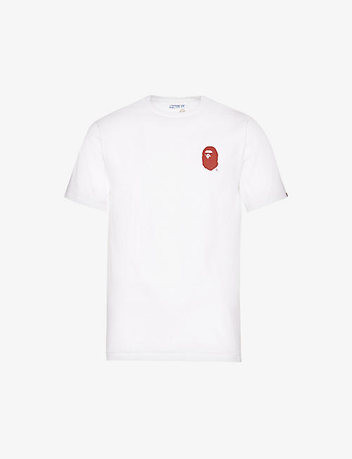 A BATHING APE: Graphic-print brand-patch regular-fit cotton-jersey T-shirt