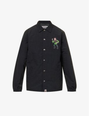A BATHING APE: Brand-print spread-collar regular-fit shell coach jacket