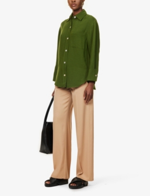 Vince Relaxed Cotton-linen Shirt Jacket In Herb | ModeSens