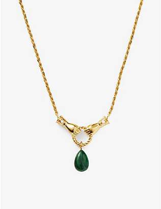MISSOMA: Missoma x Harris Reed In Good Hands 18ct yellow gold-plated vermeil sterling-silver and malachite necklace
