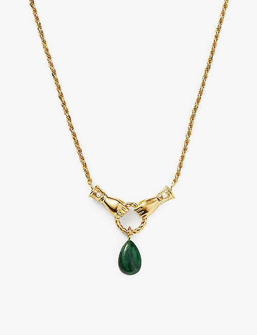 MISSOMA: Missoma x Harris Reed In Good Hands 18ct yellow gold-plated vermeil sterling-silver and malachite necklace