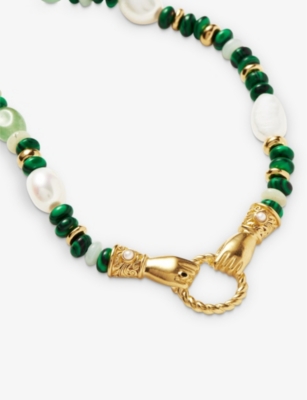 Missoma Womens Green/gold Harris Reed X  In Good Hands Recycled 18ct Yellow-gold Plated Brass, Quartz In Green/gold