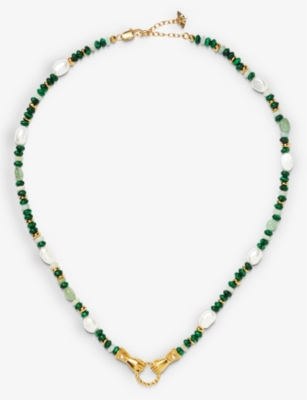 Missoma Womens Green/gold Harris Reed X  In Good Hands Recycled 18ct Yellow-gold Plated Brass, Quartz In Green/gold
