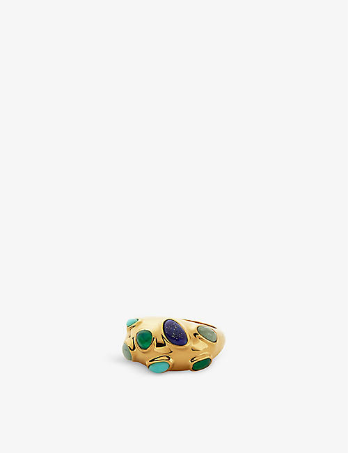 MISSOMA: Molten Bombay 18ct recycled yellow gold-plated brass and lapis ring