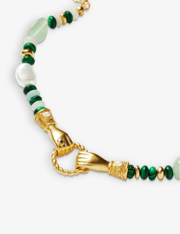 Harris Reed x Missoma In Good Hands recycled 18ct yellow-gold plated brass, quartz, calcite, aventurine and pearl bracelet