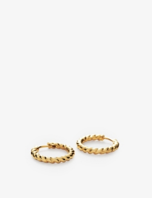 Shop Missoma Twisted 18ct Recycled Yellow Gold Vermeil-plated Sterling Silver Hoop Earrings
