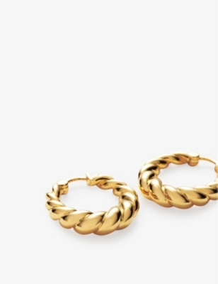 Missoma Womens Gold Twisted 18ct Recycled Yellow Gold-plated Brass Hoop Earrings In Gold