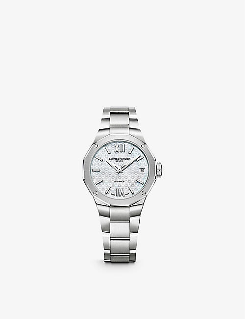 BAUME & MERCIER: M0A10676 Riviera stainless-steel and 0.06ct diamond automatic watch