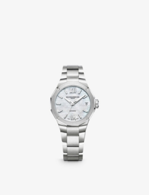 Baume & Mercier Women's Swiss Riviera Diamond (1/5 Ct. T.w.) Stainless Steel Steel Bracelet Watch 36mm In Mother Of Pearl
