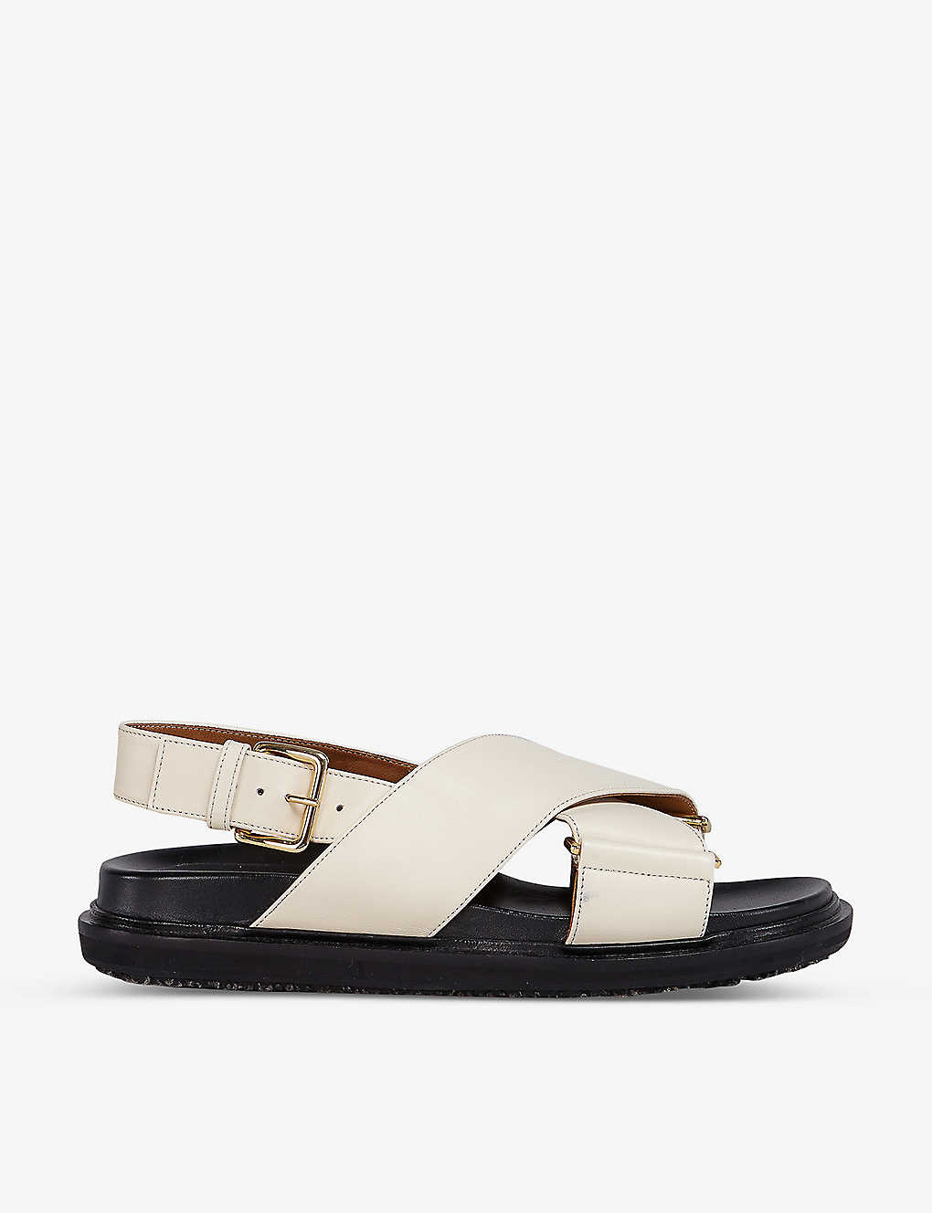 Shop Marni Fussbett Crossover Leather Sandals In Silk White