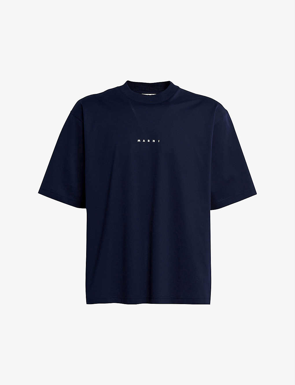 Marni Womens Blublack Logo-print Short-sleeved Cotton-jersey T-shirt