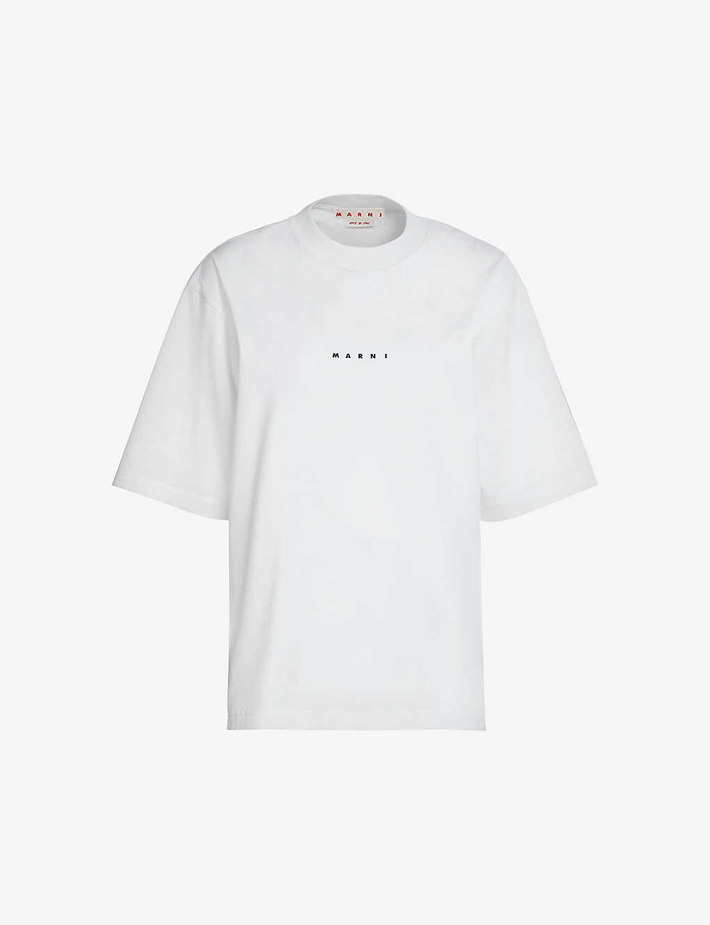 Shop Marni Women's Lily White Logo-print Short-sleeved Cotton-jersey T-shirt