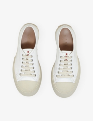 Shop Marni Women's Lily White Pablo Platform-sole Leather Low-top Trainers