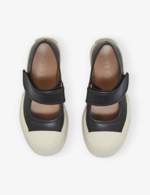 Shop Marni Womens Black Pablo Flatform-sole Leather Shoes