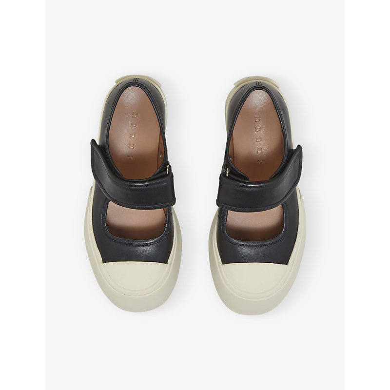 Shop Marni Women's Black Pablo Flatform-sole Leather Shoes