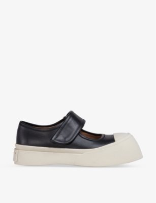 Shop Marni Womens Black Pablo Flatform-sole Leather Shoes
