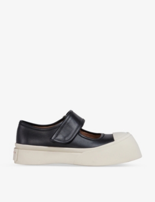 Shop Marni Women's Black Pablo Flatform-sole Leather Shoes