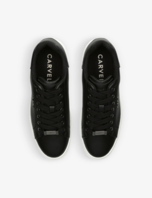 Shop Carvela Womens Black Dream Logo-embellished Faux-leather Low-top Trainers