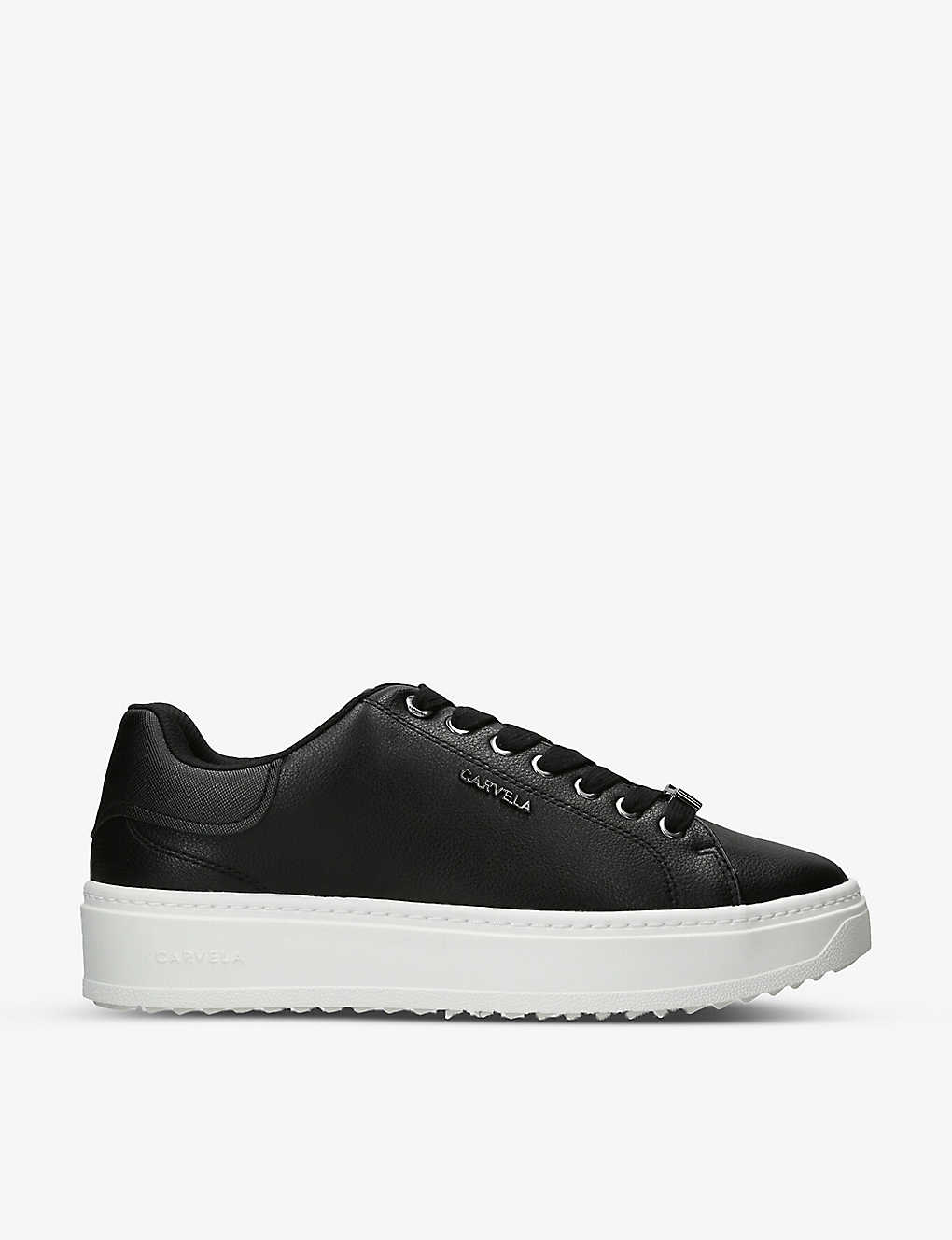 Carvela Womens Black Dream Logo-embellished Faux-leather Low-top Trainers