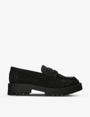 CARVELA: Stomper crystal-embellished woven loafers