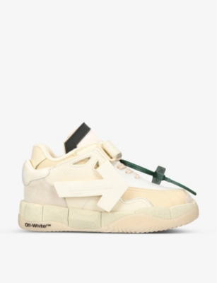 OFF-WHITE OFF-WHITE C/O VIRGIL ABLOH WOMENS CREAM PUZZLE COUTURE LEATHER AND WOVEN LOW-TOP TRAINERS,65115238