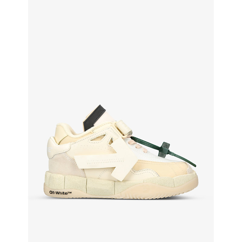 OFF-WHITE OFF-WHITE C/O VIRGIL ABLOH WOMENS CREAM PUZZLE COUTURE LEATHER AND WOVEN LOW-TOP TRAINERS,65115238