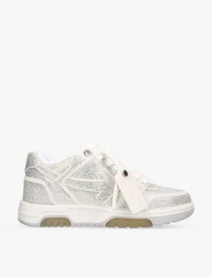 OFF-WHITE C/O VIRGIL ABLOH: Out Of Office crystal-embellished low-top leather trainers