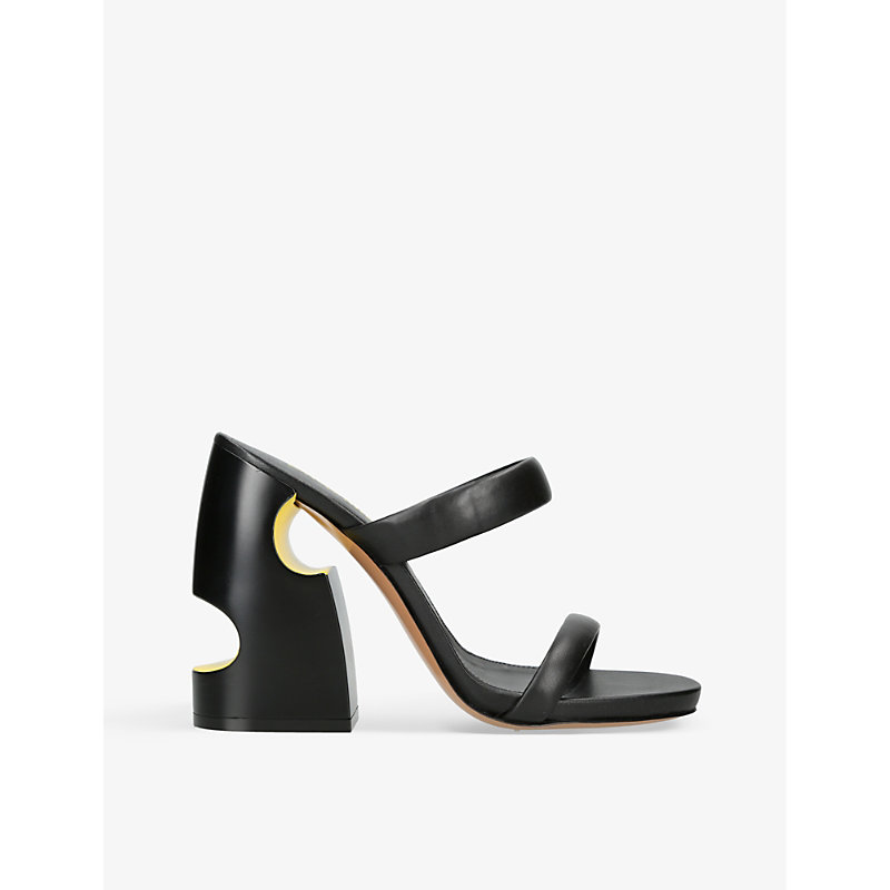 Off-white Pop Meteor Leather Heeled Mules In Black