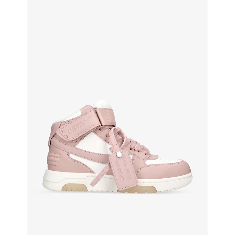 Off-white Out Of Office Leather Mid-top Trainers In Pink Comb