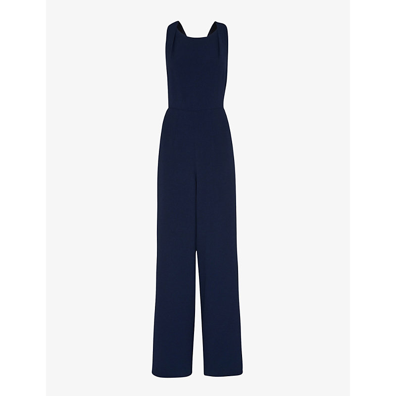 Whistles Womens Navy Tie-back Maxi Stretch-recycled Polyester-blend Jumpsuit