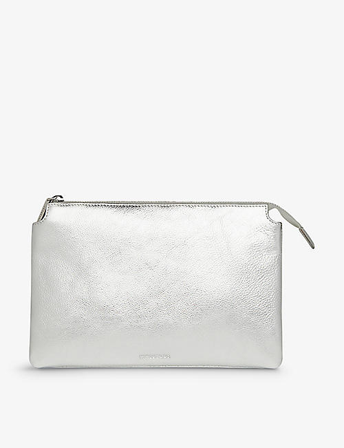 WHISTLES: Elita metallic leather clutch bag