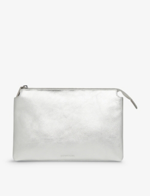 Whistles Womens Silver Elita Metallic Leather Clutch Bag