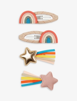 Mimi & Lula Kids' Over The Rainbow Woven Hairclips Pack Of 4 In Multi