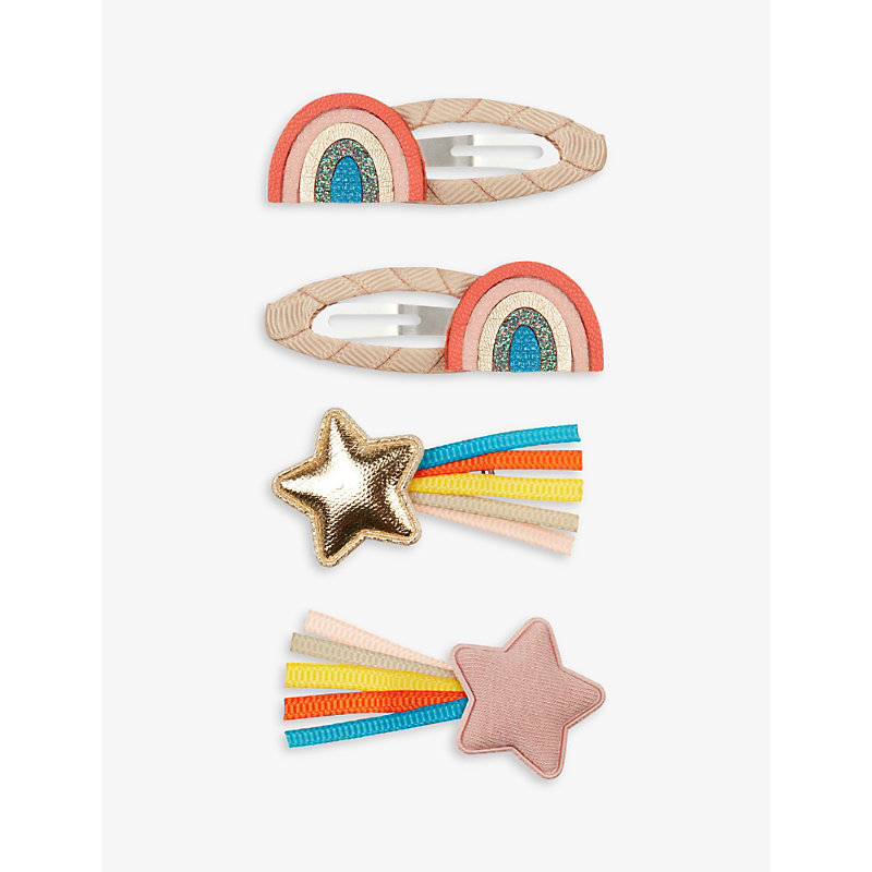 Mimi & Lula Kids' Over The Rainbow Woven Hairclips Pack Of 4 In Multi