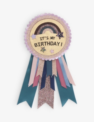 Mimi & Lula Kids' Ti It's My Birthday Glittered Ribbon And Faux-leather Rosette In Multi