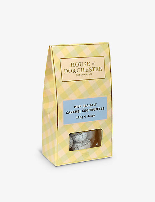 HOUSE OF DORCHESTER: Sea salt caramel milk chocolate truffle eggs 125g