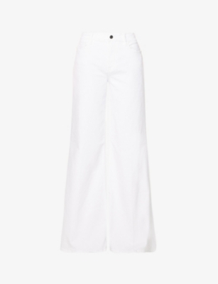 Frame Womens Blanc Le Palazzo Wide-leg Stretch-denim Jeans In White