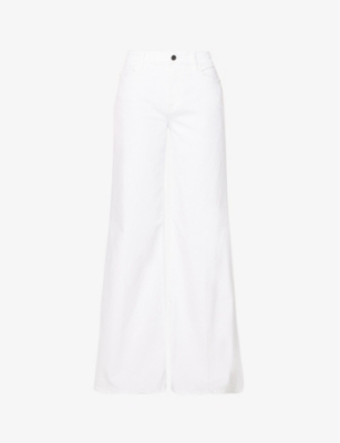 Frame Womens Au Natural Clean Le Baggy Palazzo Wide-leg Mid-rise Denim Jeans In White