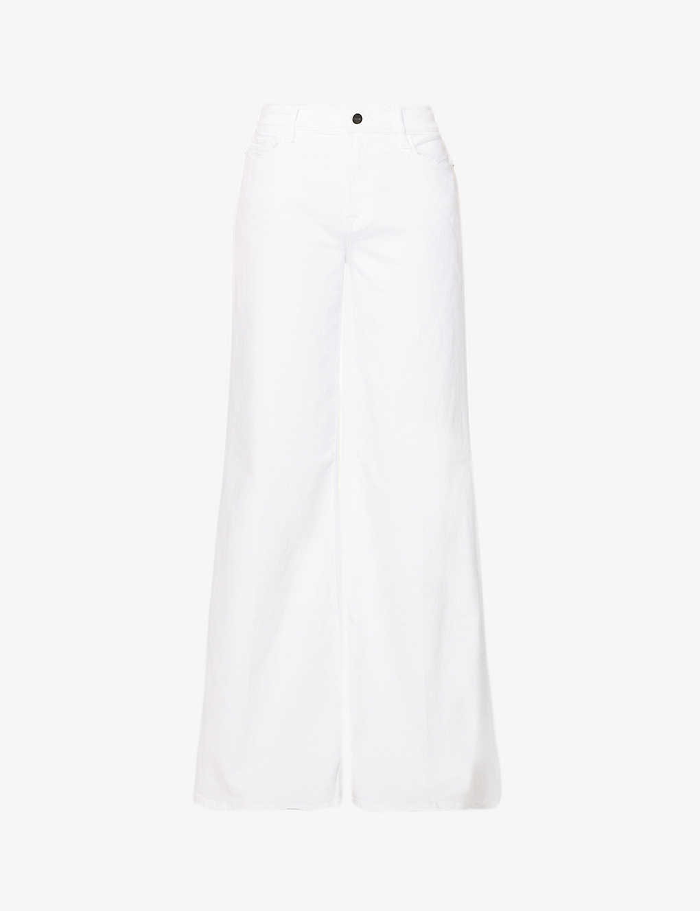 Frame Womens Blanc Le Palazzo Wide-leg Stretch-denim Jeans In White