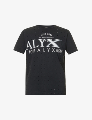 ALYX 1017 ALYX 9SM MEN'S WASHED BLACK BRAND-PRINT RELAXED-FIT COTTON-JERSEY T-SHIRT,65127064