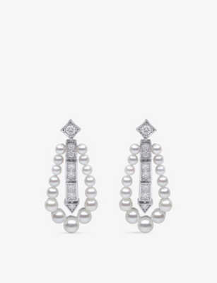 Yoko London Raindrop 18ct White-gold, 0.47ct Diamond And Akoya Pearl Drop Earrings In White Gold