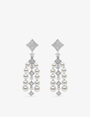 Yoko London Raindrop 18ct White-gold, 0.23ct Diamond And Akoya Pearl Drop Earrings In White Gold